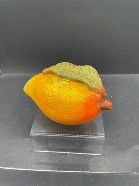 Large Handcrafted Faux Orange Mango Decorative Crackle Glaze Plaster Fruit
